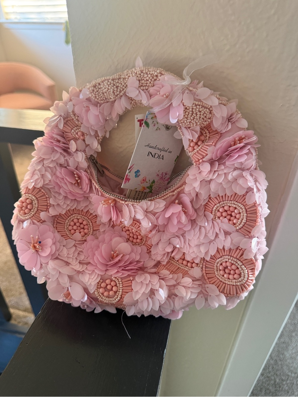 Viral Pink Beaded Purse